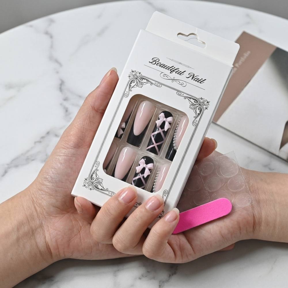 Nail Art Ombre Pink - 1Box Black Pink Ombre French Press