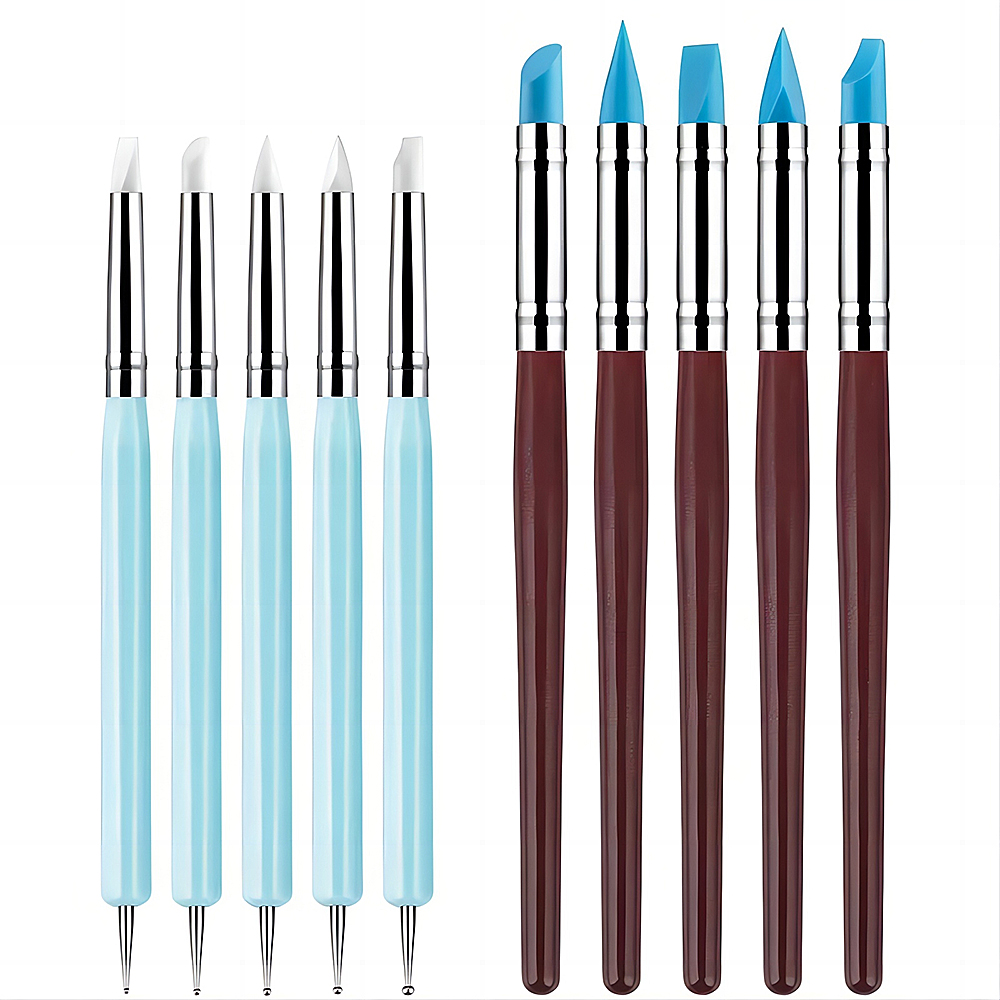 Nail Art Dotting Tool - 5/10Pcs Silicone Clay Sculpting Tools for