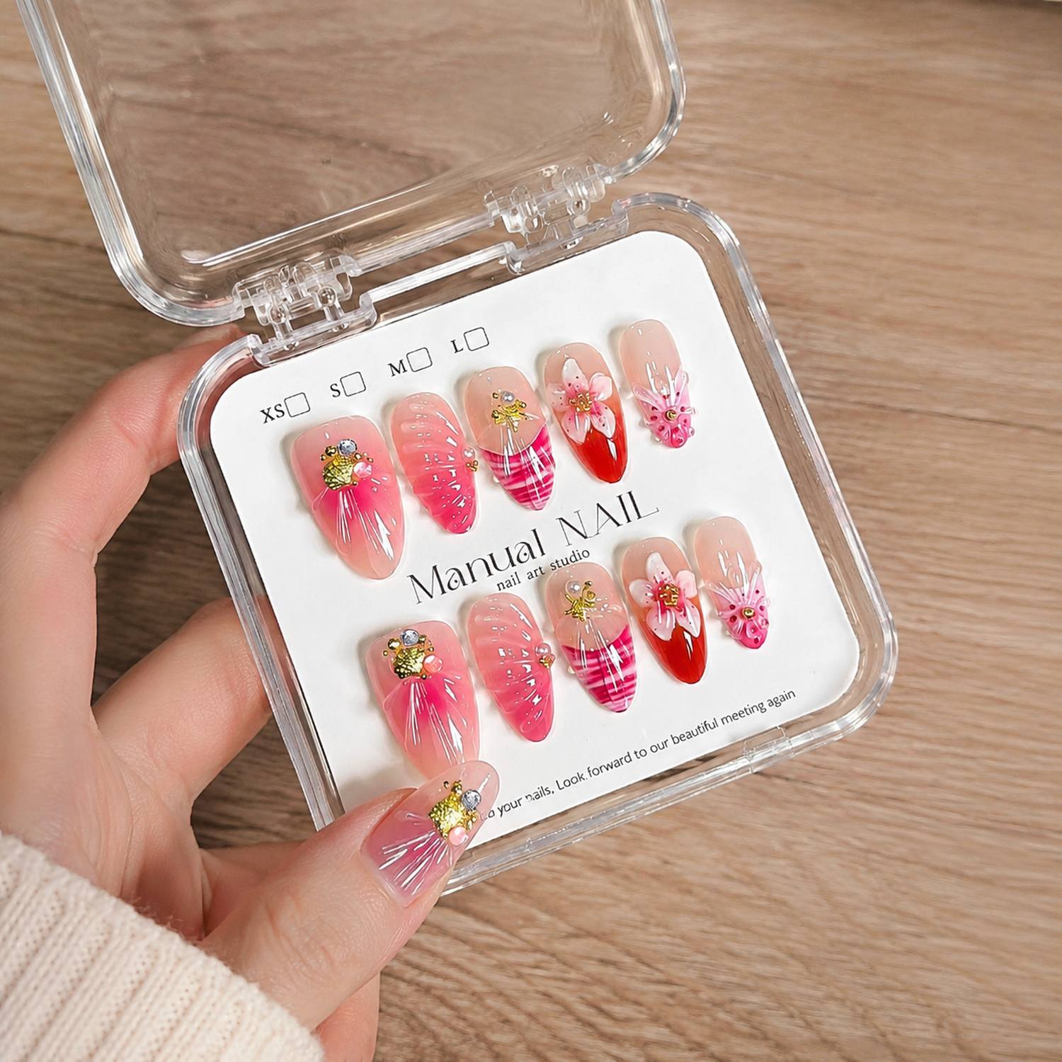 Nail Art Ombre Pink - 1Box 3D Flower Pink Ombre Acrylic