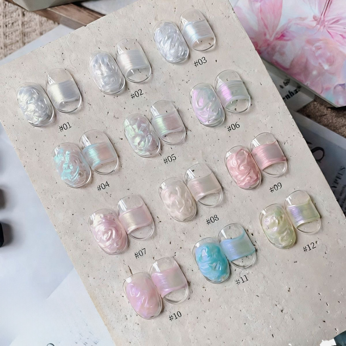 Nail Art Halal - 2026 New 12-Grid Aurora Acetate Texture