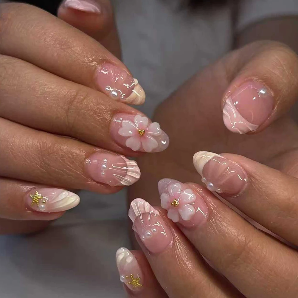 Nail Art Halal - 24pcs Short Oval 3D Gel Nail