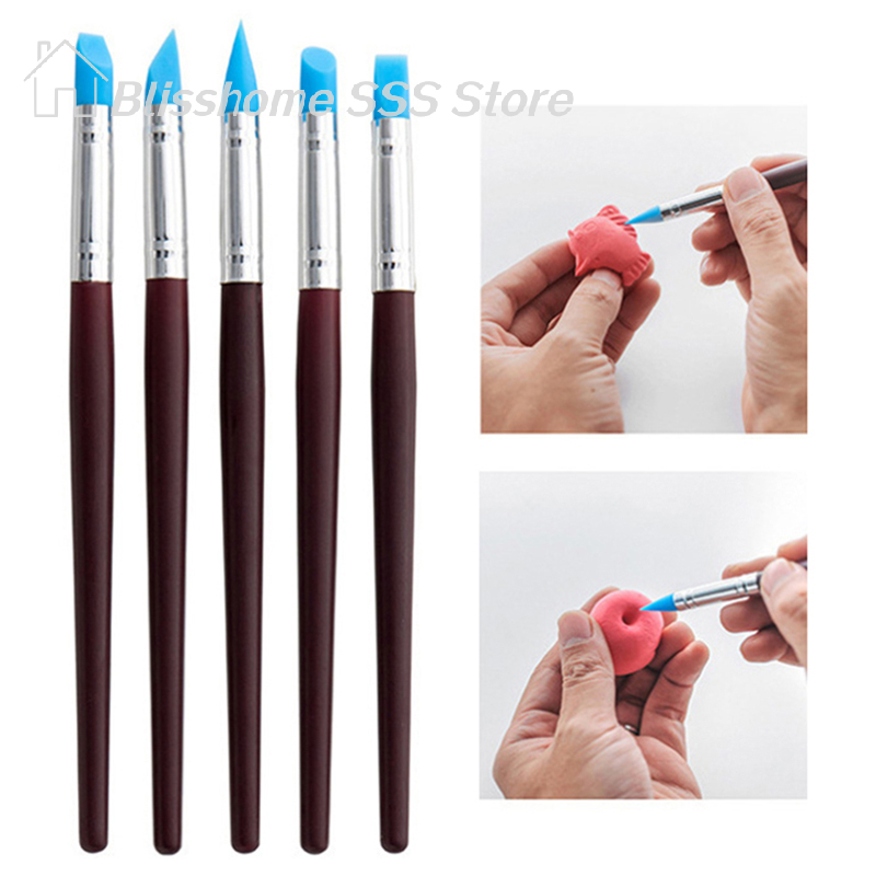Nail Art Dotting Tool - 【S】5Pcs/set Sil Clay Sculpting Tools For