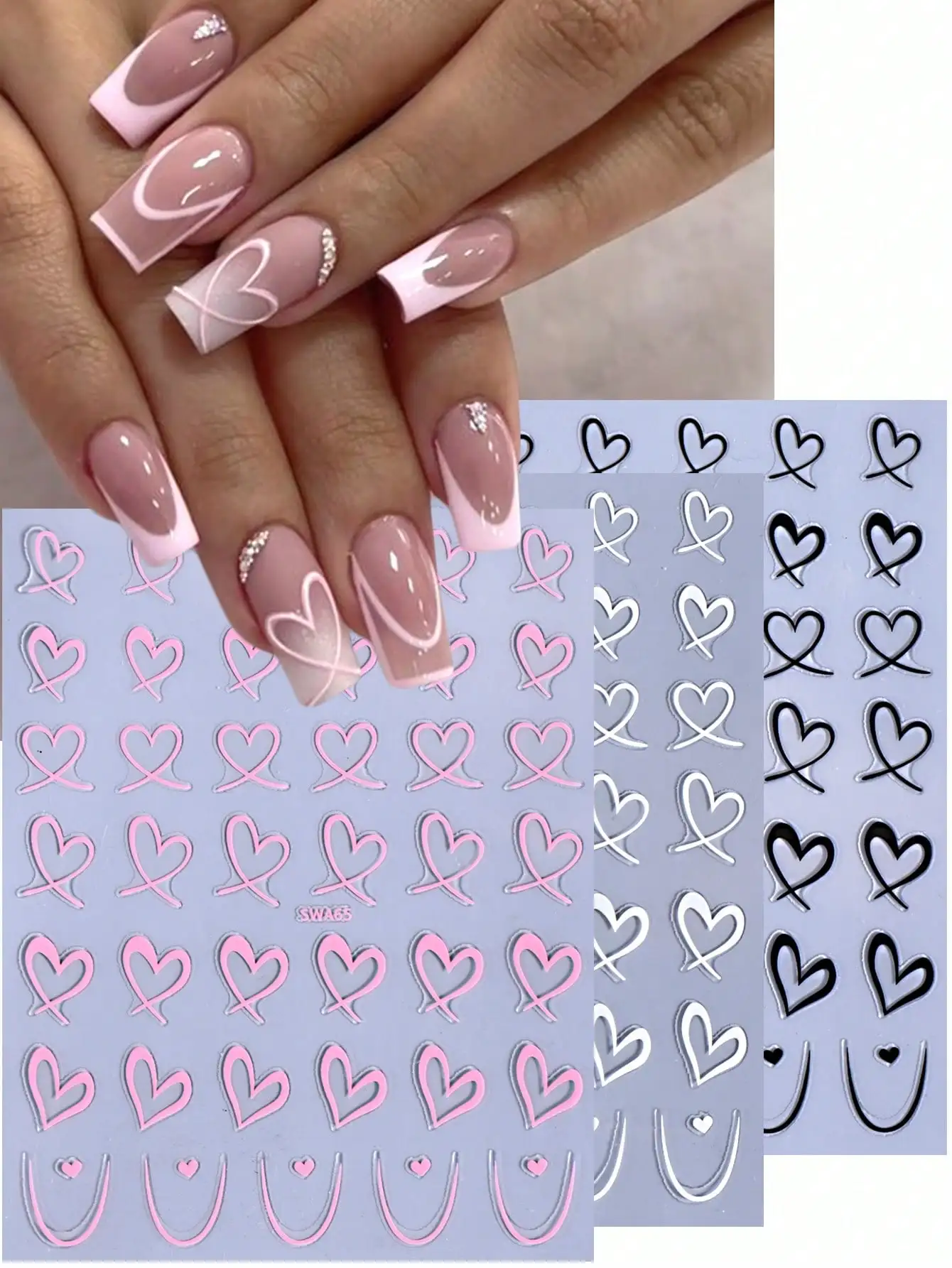 Nail Art Ombre Pink - 2pcs 3D Pink Lotus Flower Nail