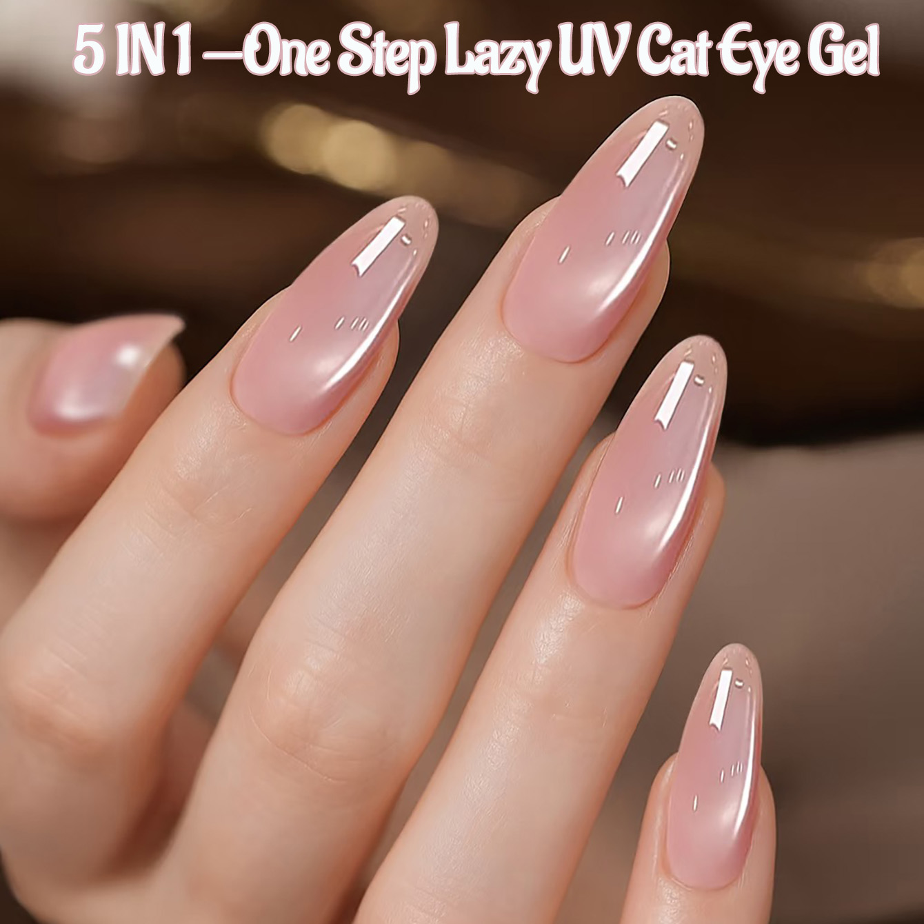 Nail Art Cat Eye Pink - 1pcs PSK Ice Transparent Pink Glass