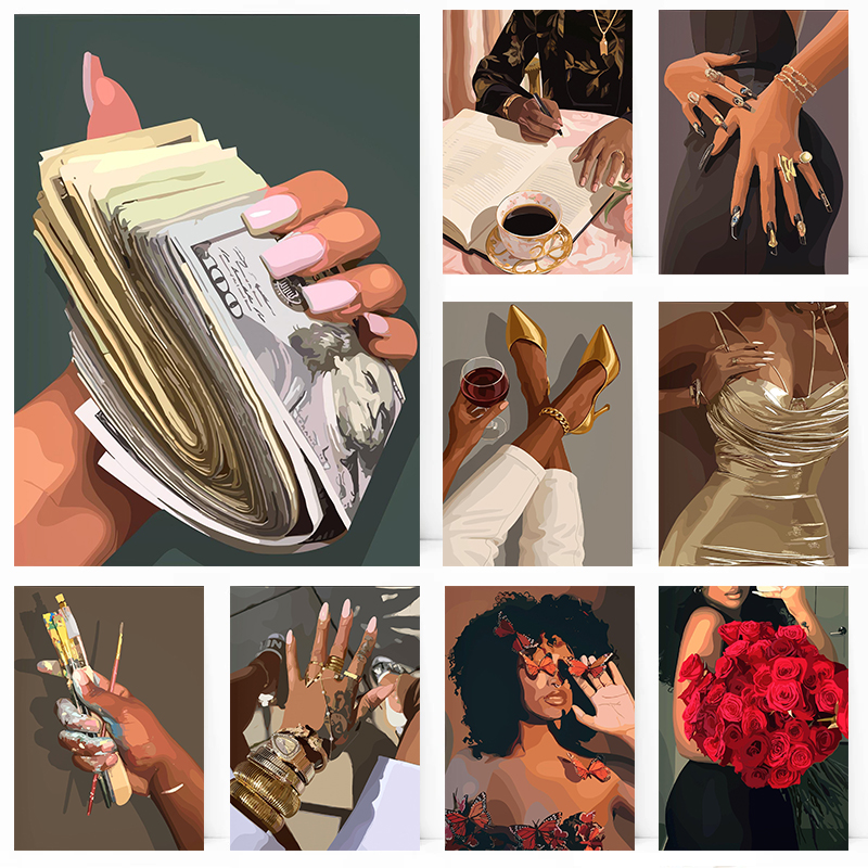 Nail Art Design - Black Girl Fashionable Women Nail Poster