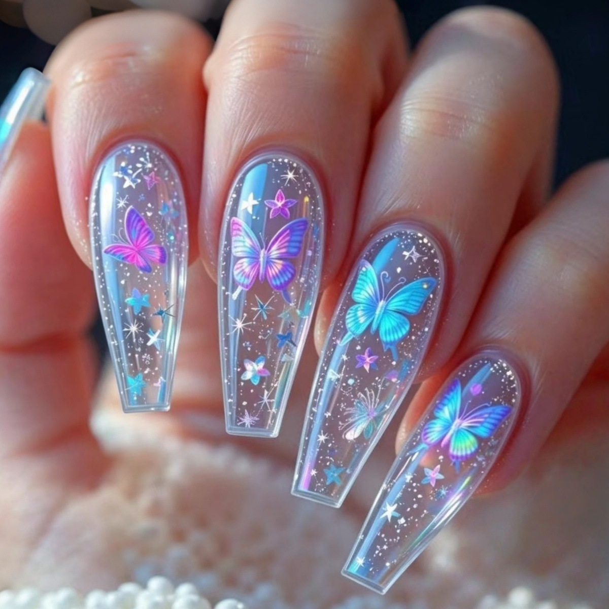 Nail Art Aesthetic - Medium Fake Nails for Women Gilrs