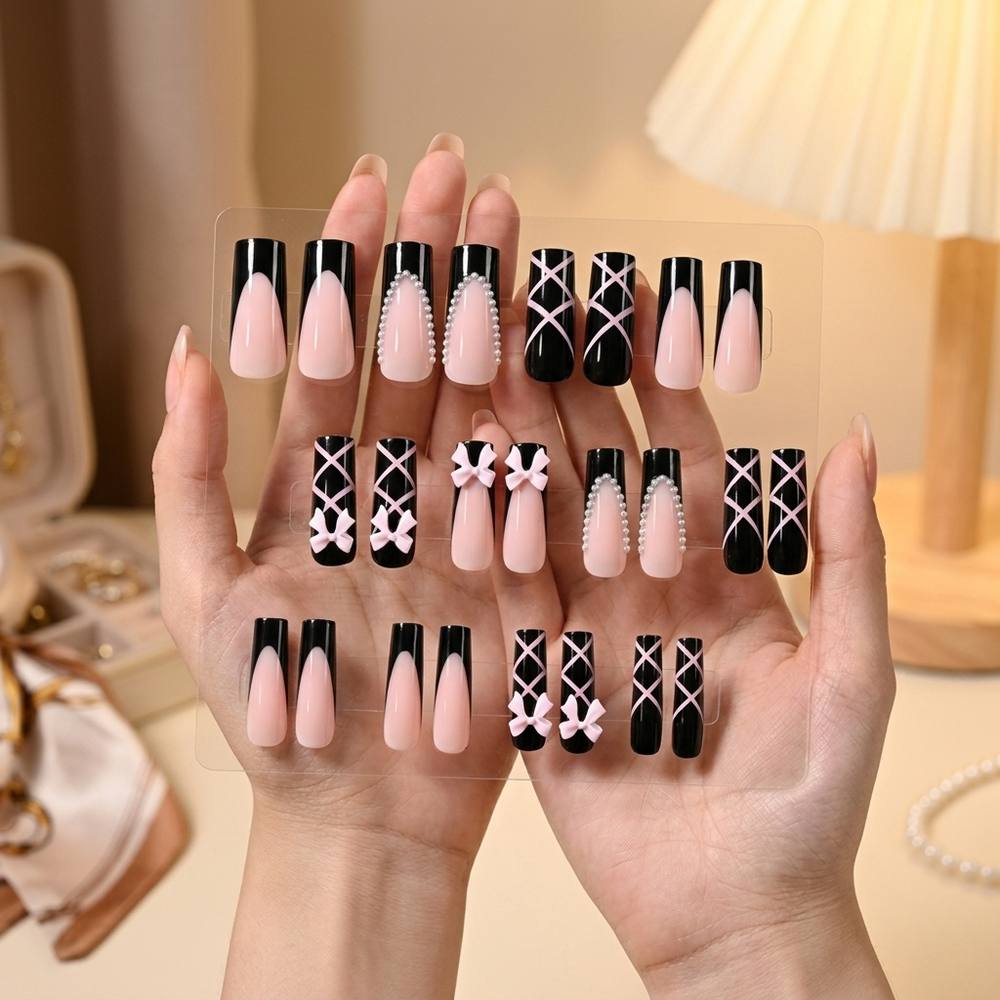 1Box Black Pink Ombre French P - Nail Art Ombre Pink 리뷰 및 가격