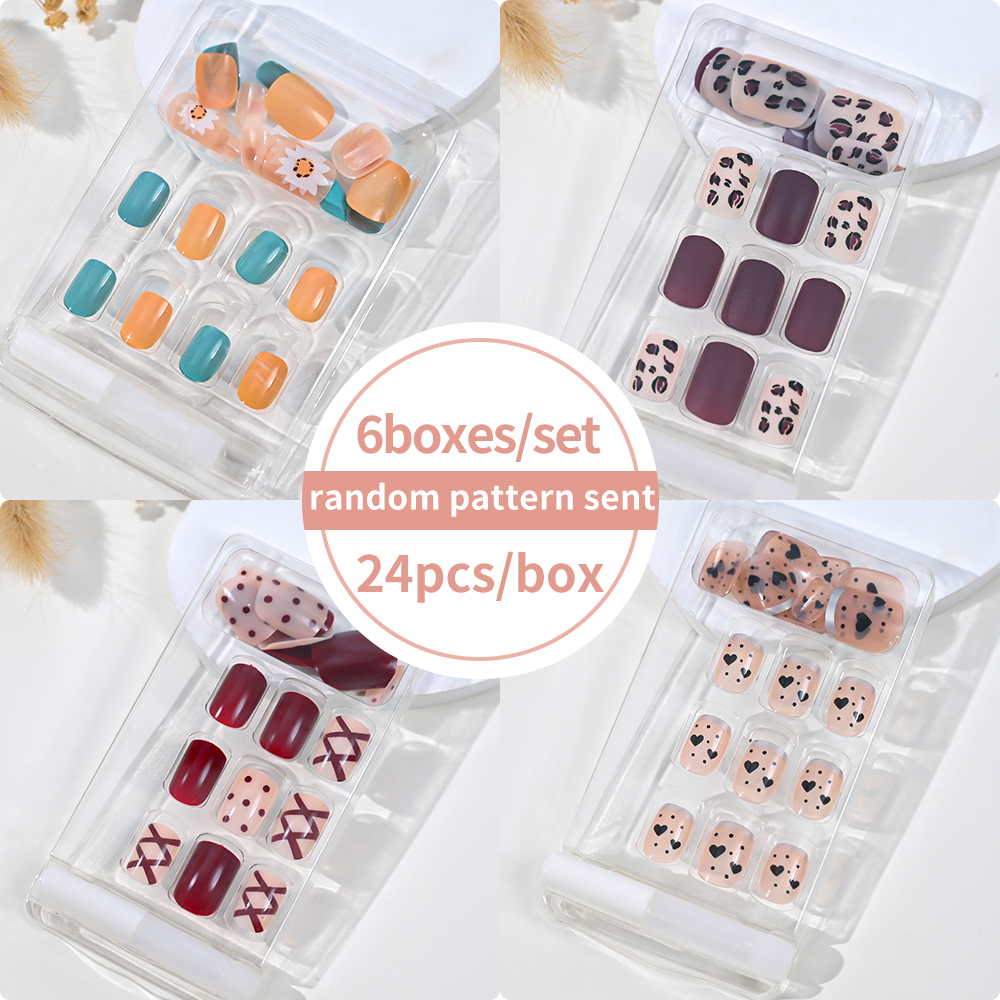 6Boxes/Set Short Square Fake N - Nail Art Aesthetic 리뷰 및 가격