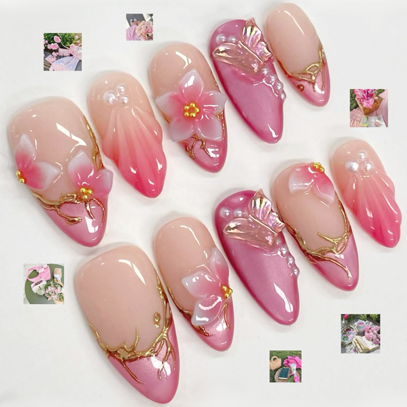 24pcs Glossy Shell Pearl Desig - Nail Art Aesthetic 리뷰 및 가격