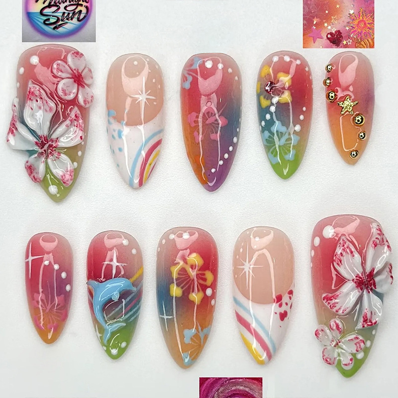 24pcs Glossy Shell Pearl Desig - Nail Art Aesthetic 리뷰 및 가격