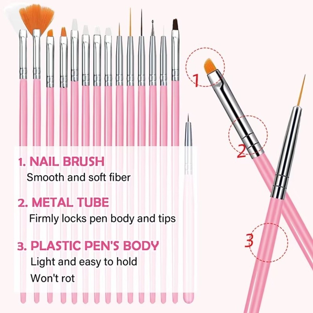 15 Pieces Nail Art Brush Set M - Nail Art Dotting Tool 리뷰 및 가격