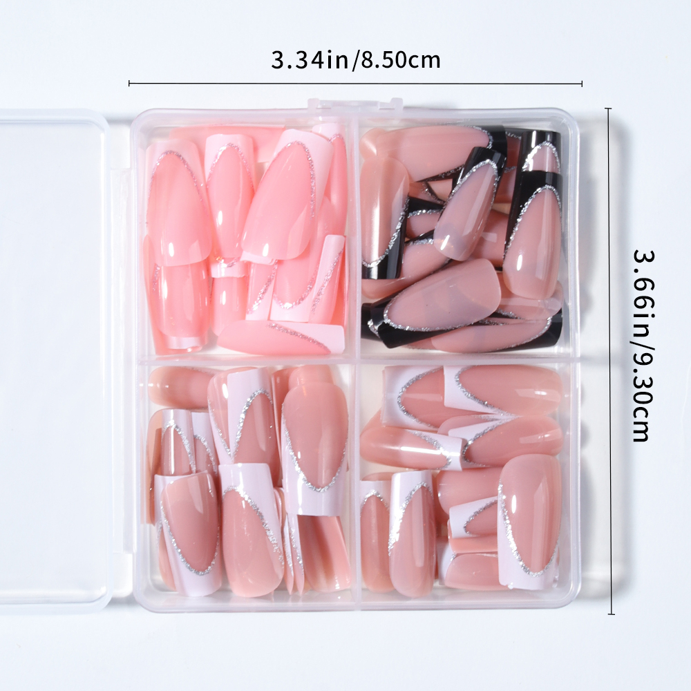 96Pcs(4Mixed) Long Coffin Hear - Nail Art Aesthetic 리뷰 및 가격