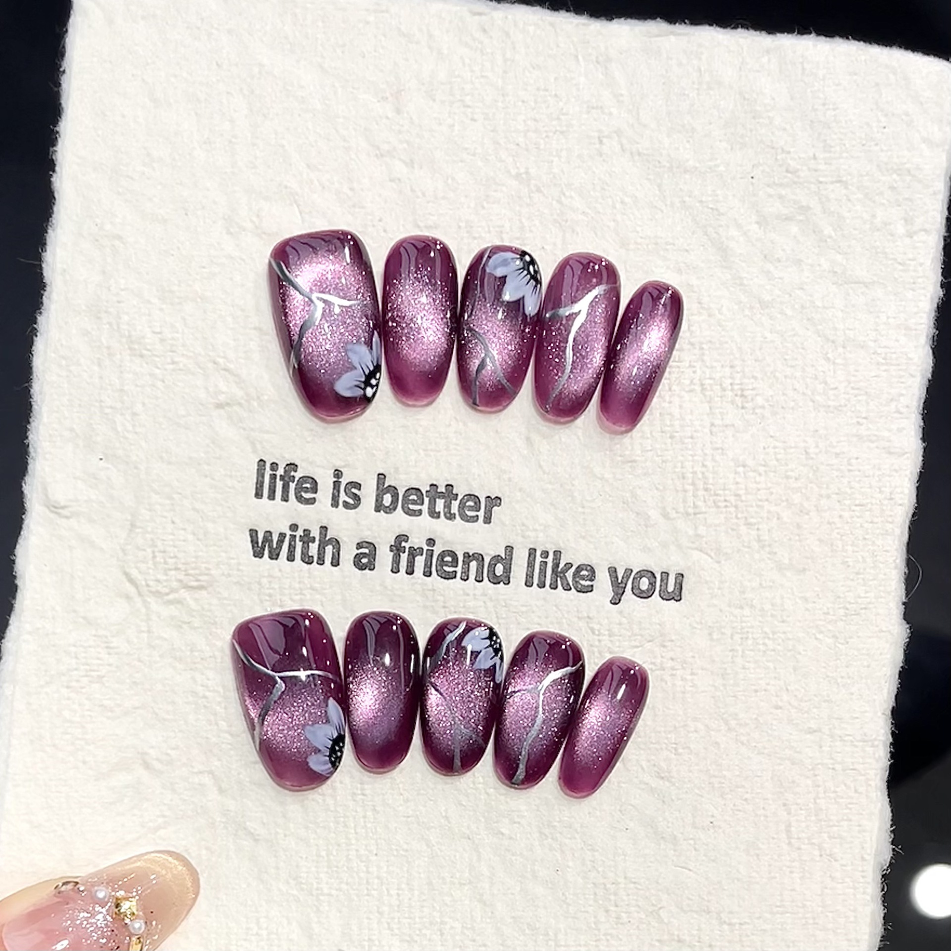 10pcs Handmade Pressed Oval Na - Nail Art Emerald 리뷰 및 가격
