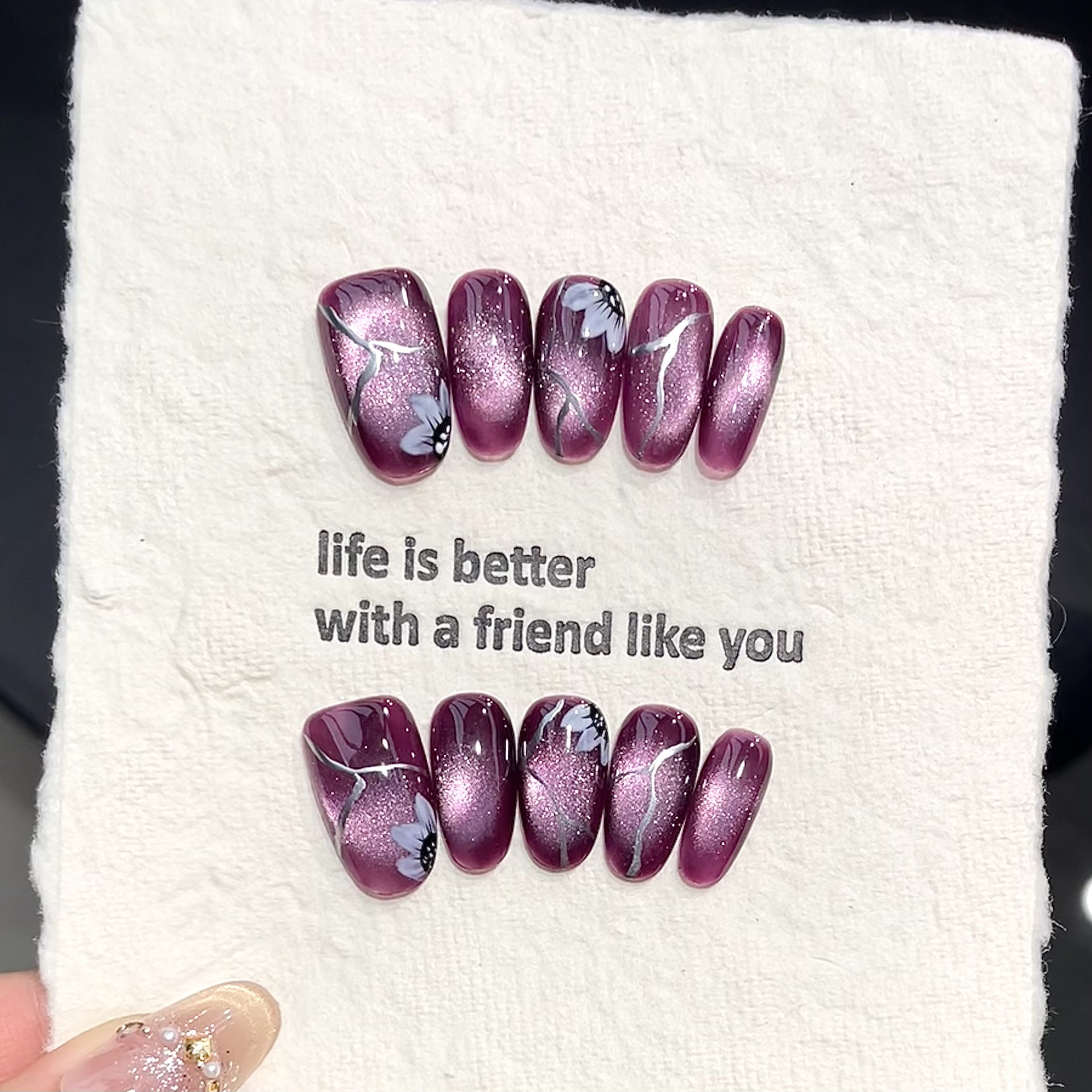 10pcs Handmade Pressed Oval Na - Nail Art Emerald 리뷰 및 가격
