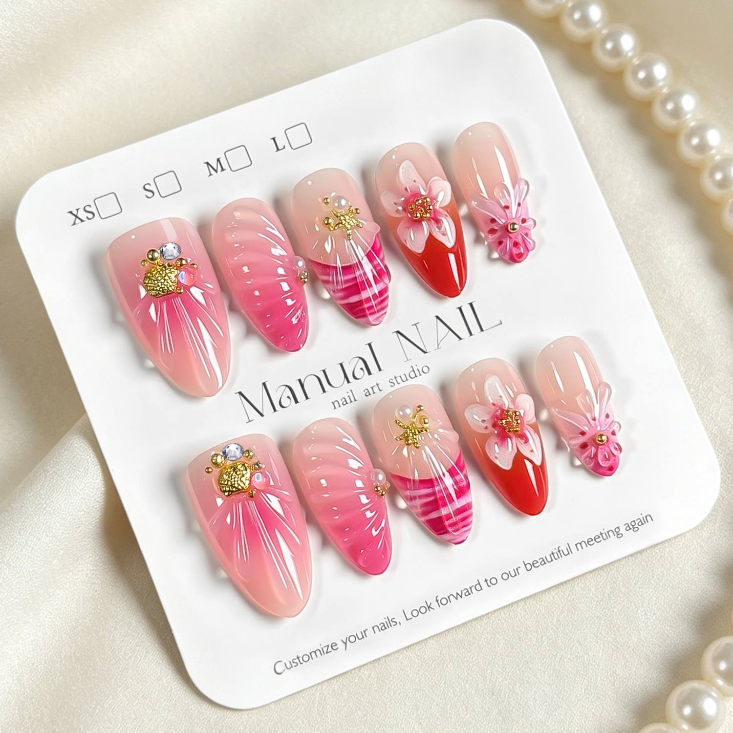1Box Pearl Accents Pink Ombre  - Nail Art Ombre Pink 리뷰 및 가격