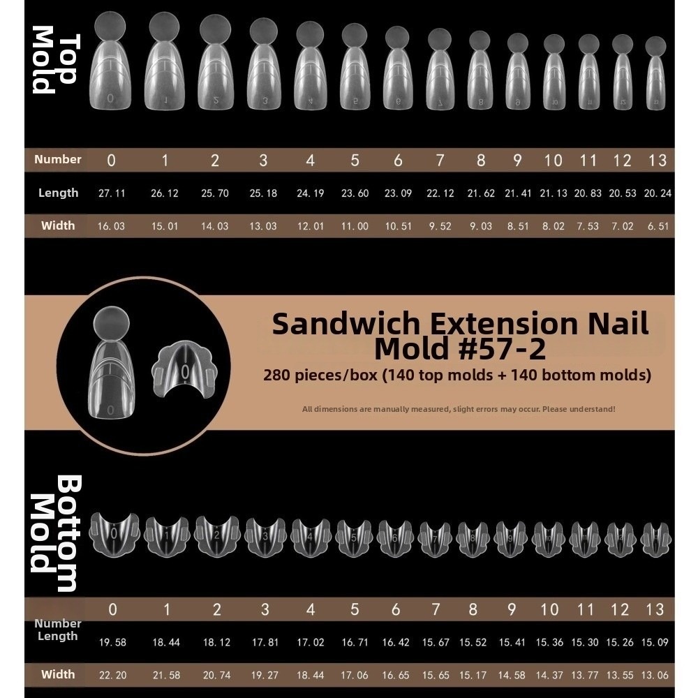 280pcs 14 Sizes Sandwich Dual  - Nail Extension Form 리뷰 및 가격