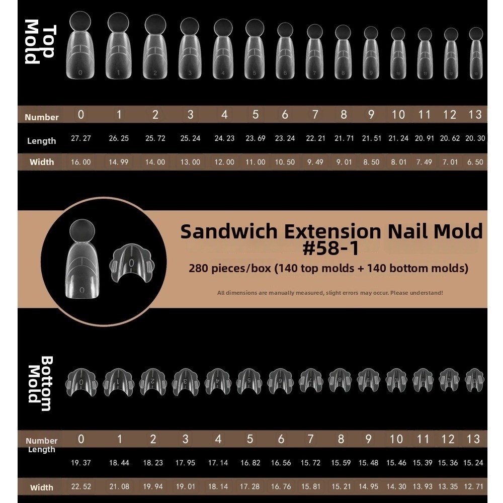 280pcs 14 Sizes Sandwich Dual  - Nail Extension Form 리뷰 및 가격