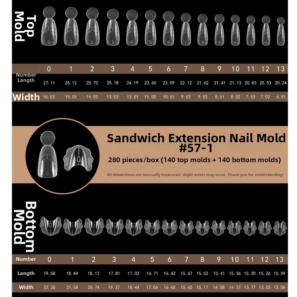 280pcs 14 Sizes Sandwich Dual  - Nail Extension Form 리뷰 및 가격