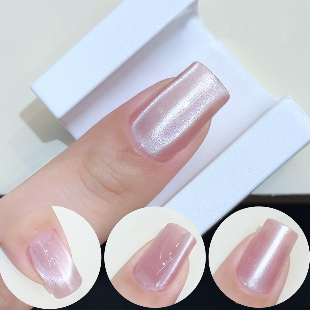 5D U-shaped French Cat Eye Nai - Nail Art Cat Eye Pink 리뷰 및 가격