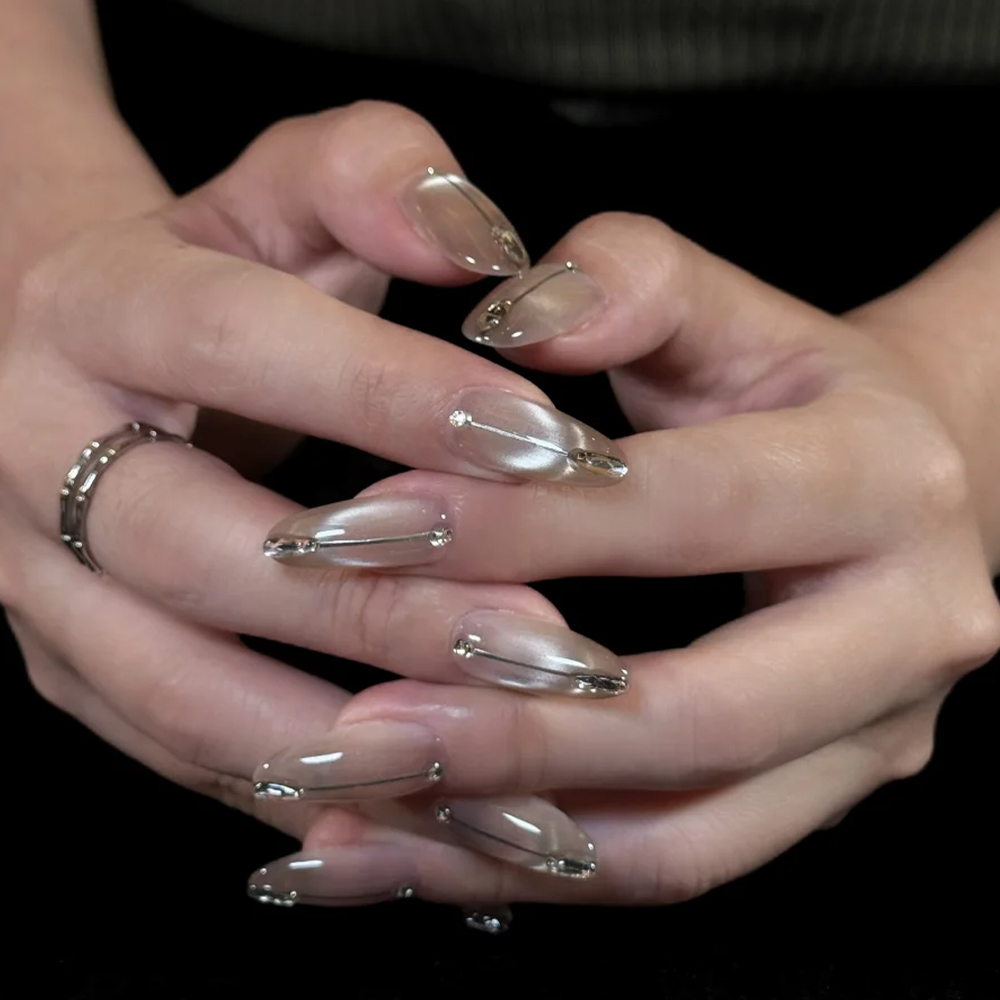 5D U-shaped French Cat Eye Nai - Nail Art Cat Eye Pink 리뷰 및 가격