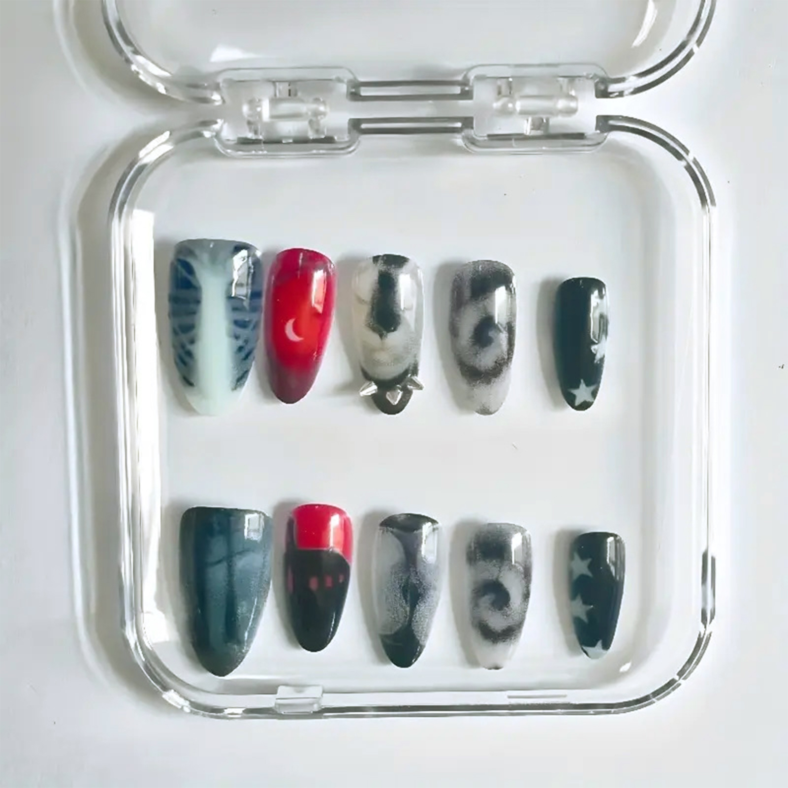 10pcs Dark Black Style Handmad - Nail Art Aesthetic 리뷰 및 가격