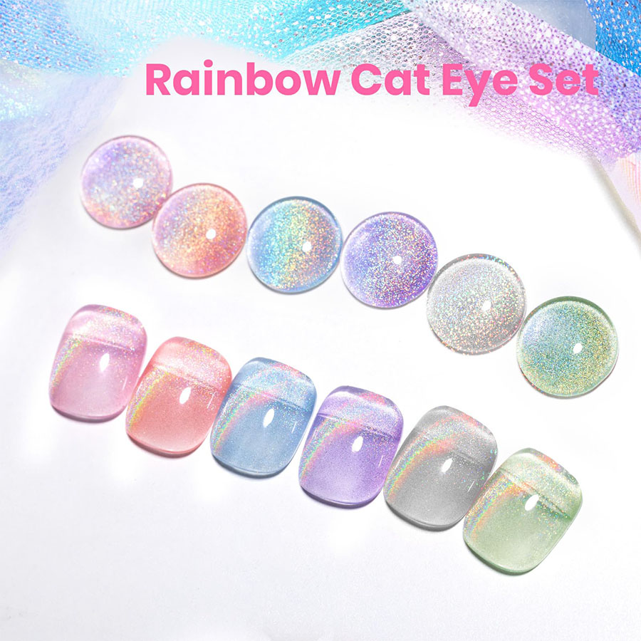 QAZIXU 1/6 Pcs Rainbow Cat Eye - Nail Art Cat Eye Pink 리뷰 및 가격