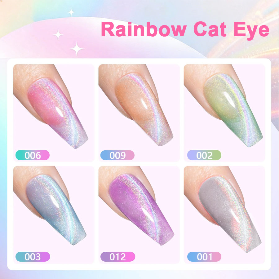 QAZIXU 1/6 Pcs Rainbow Cat Eye - Nail Art Cat Eye Pink 리뷰 및 가격