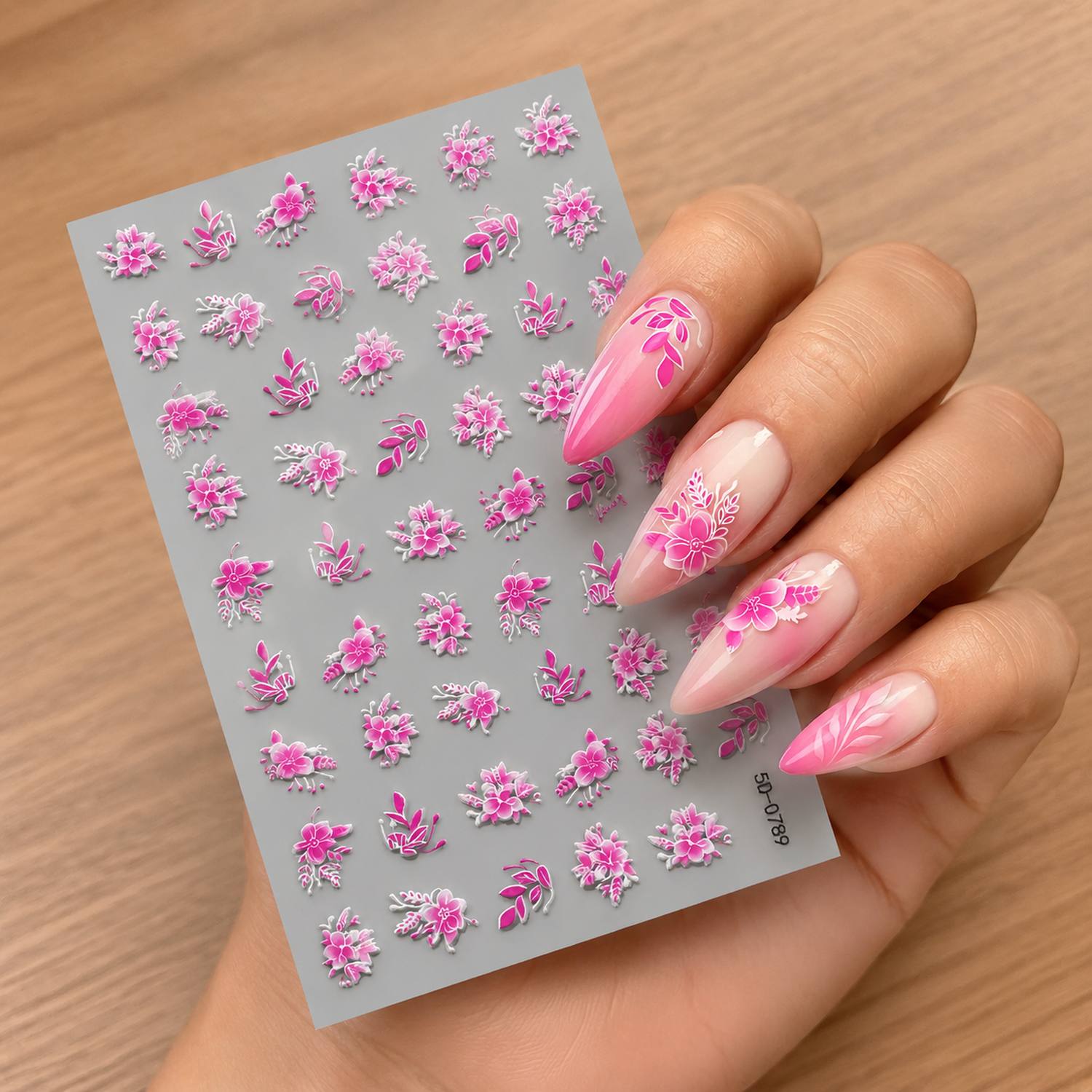 1Pc 3D Embossed Blossom Cluste - Nail Art Ombre Pink 리뷰 및 가격