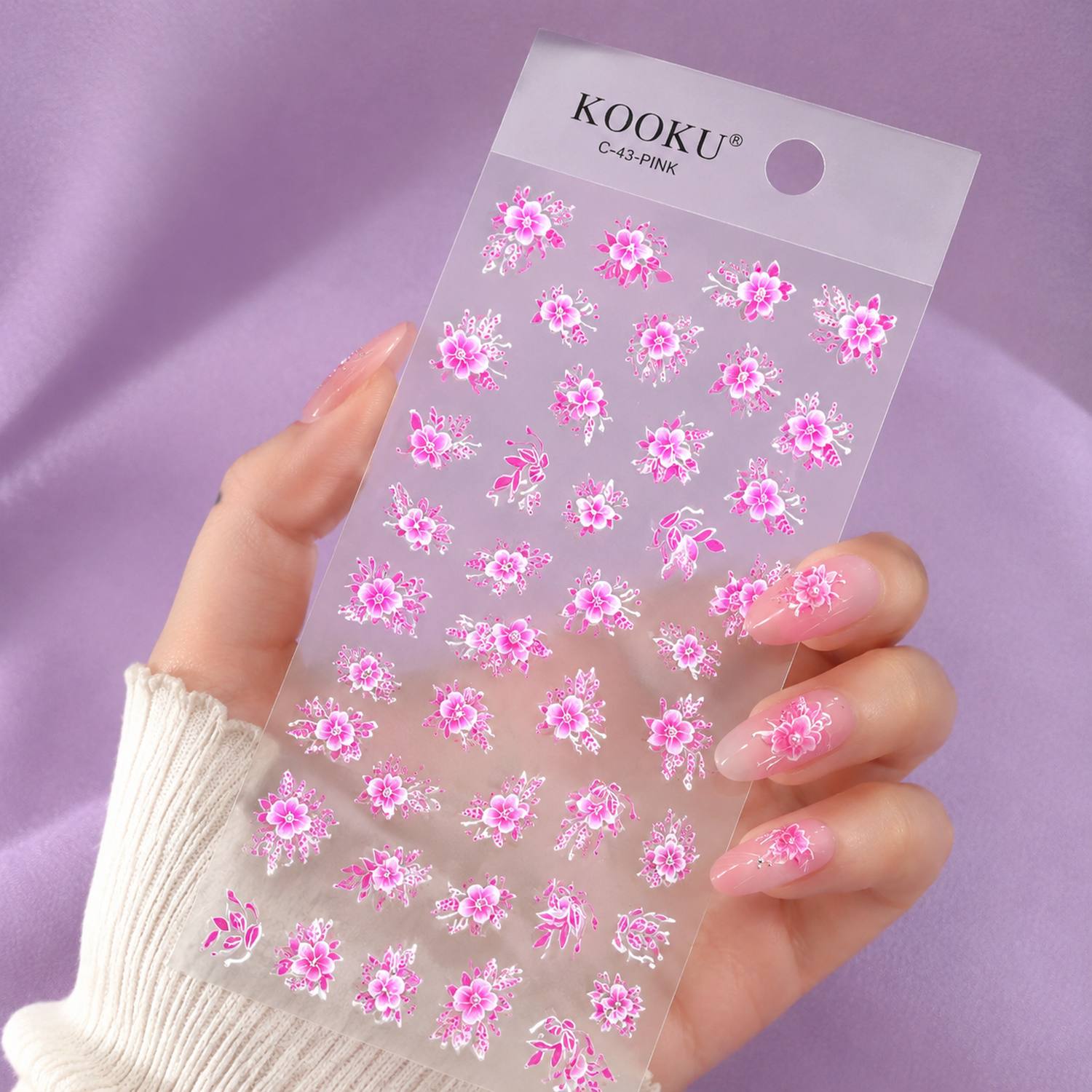 1Pc 3D Embossed Blossom Cluste - Nail Art Ombre Pink 리뷰 및 가격
