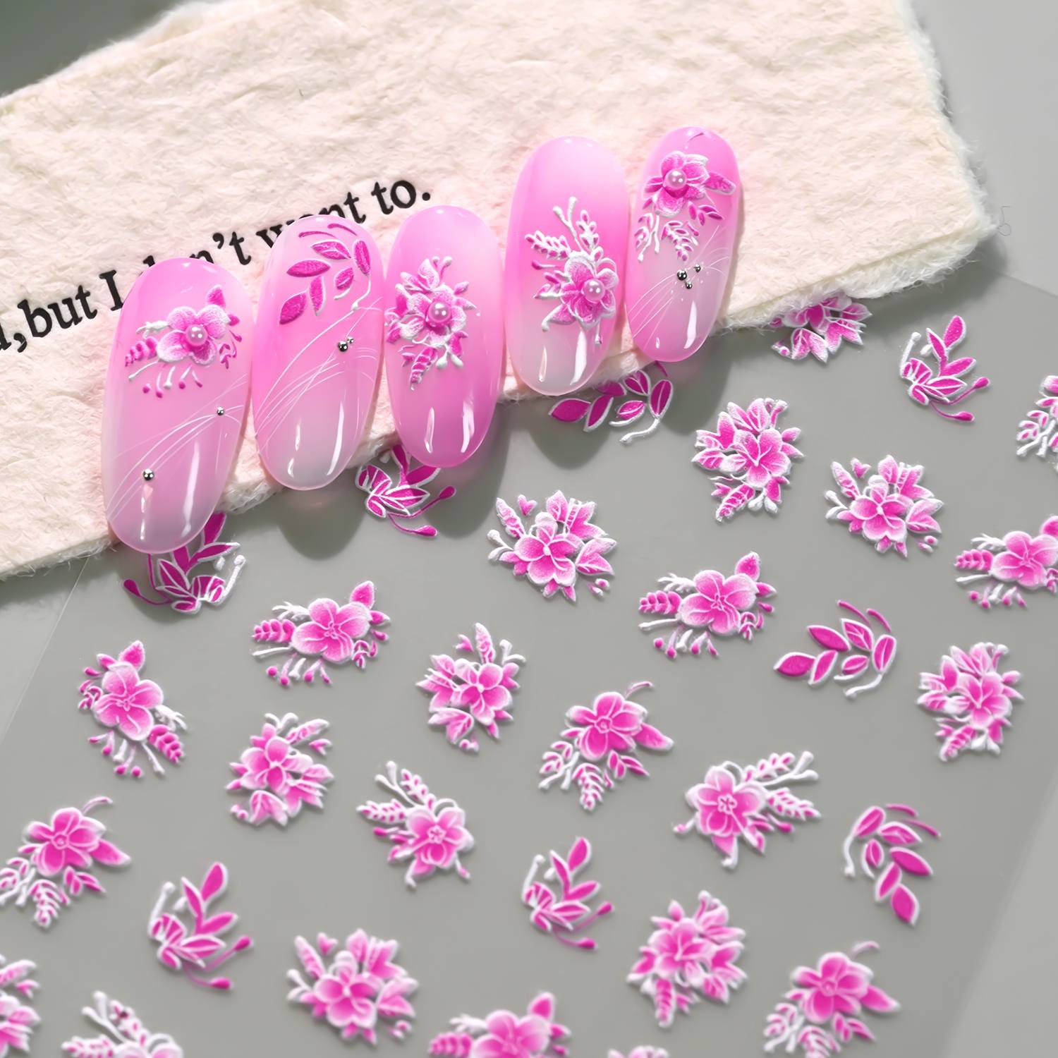 1Pc 3D Embossed Blossom Cluste - Nail Art Ombre Pink 리뷰 및 가격
