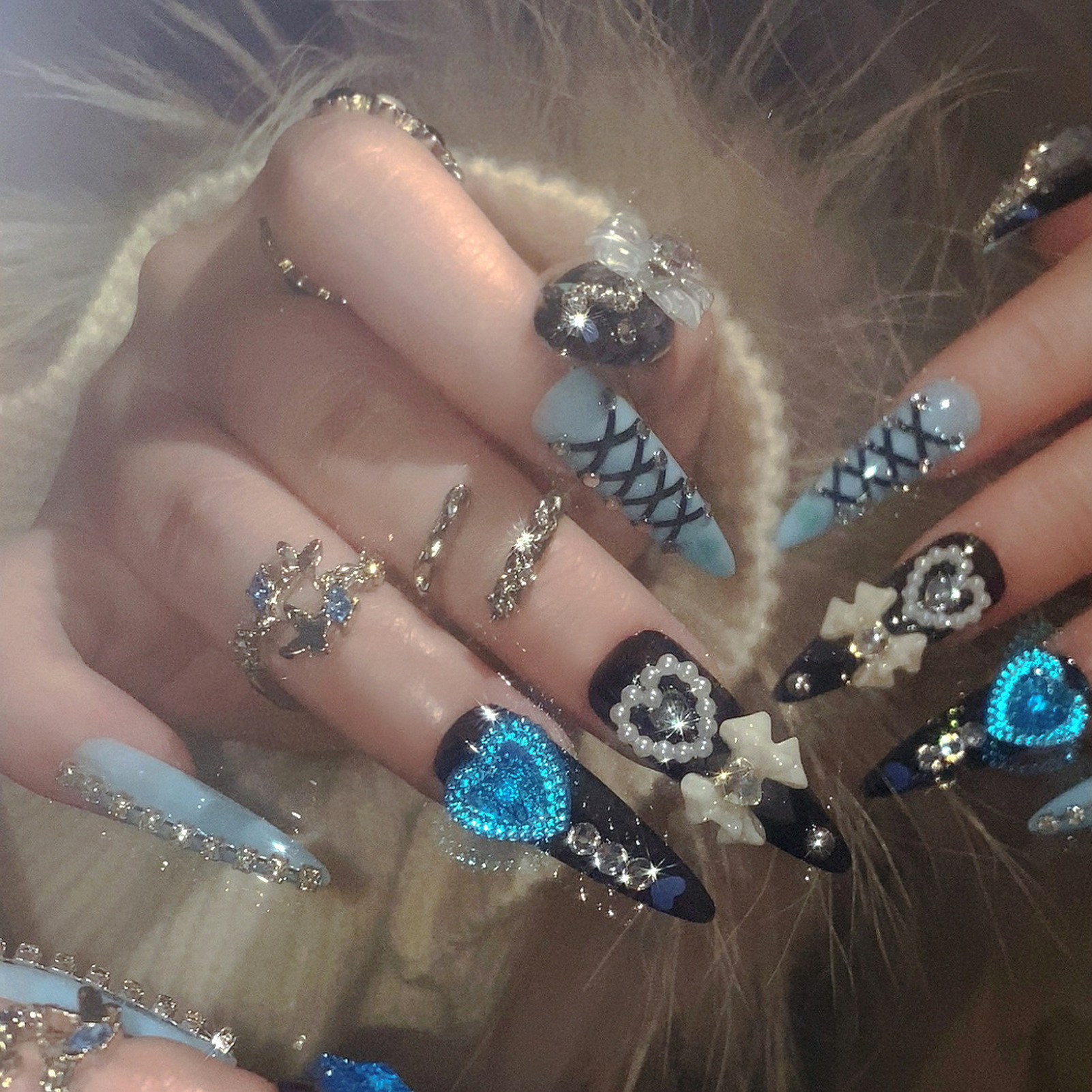 24pcs 3D Bow Decor False Nails - Nail Art Aesthetic 리뷰 및 가격