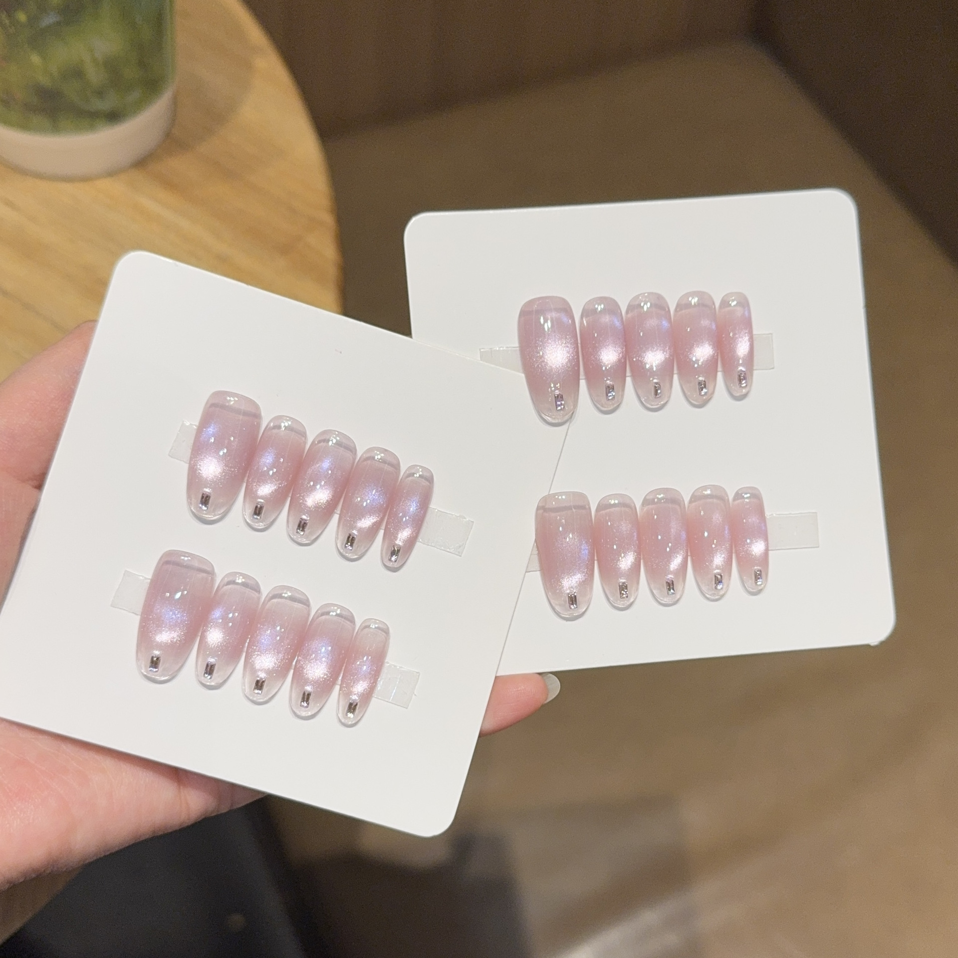 10pcs Handmade Long Oval Press - Nail Art Cat Eye Pink 리뷰 및 가격