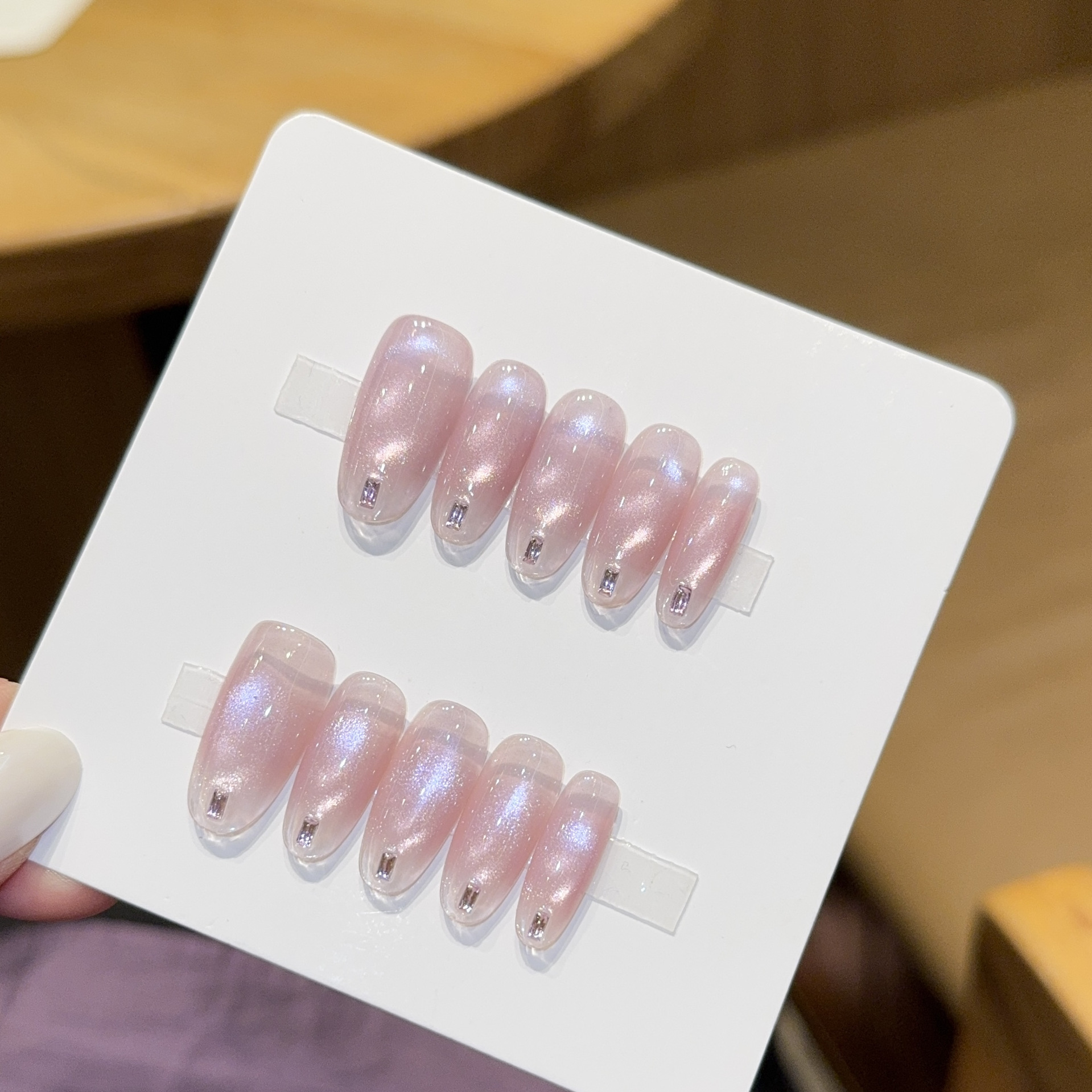 10pcs Handmade Long Oval Press - Nail Art Cat Eye Pink 리뷰 및 가격