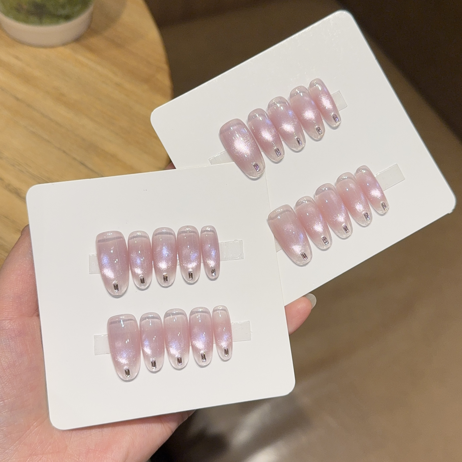 10pcs Handmade Long Oval Press - Nail Art Cat Eye Pink 리뷰 및 가격