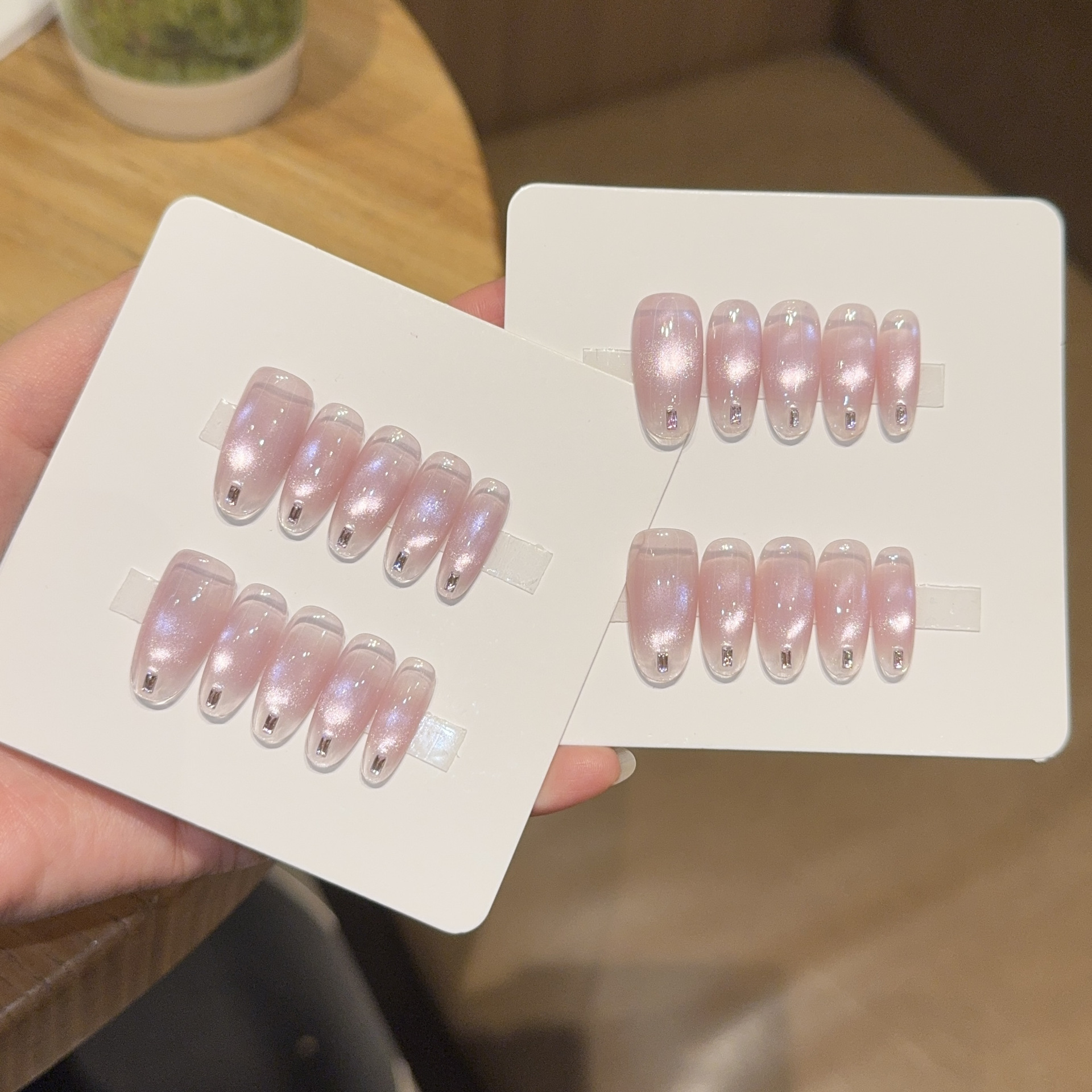 10pcs Handmade Long Oval Press - Nail Art Cat Eye Pink 리뷰 및 가격