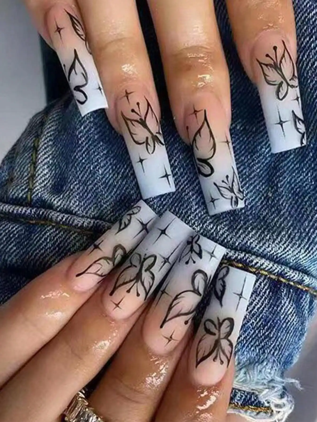 French Style Pink & Blue Ombre - Nail Art Ombre Pink 리뷰 및 가격
