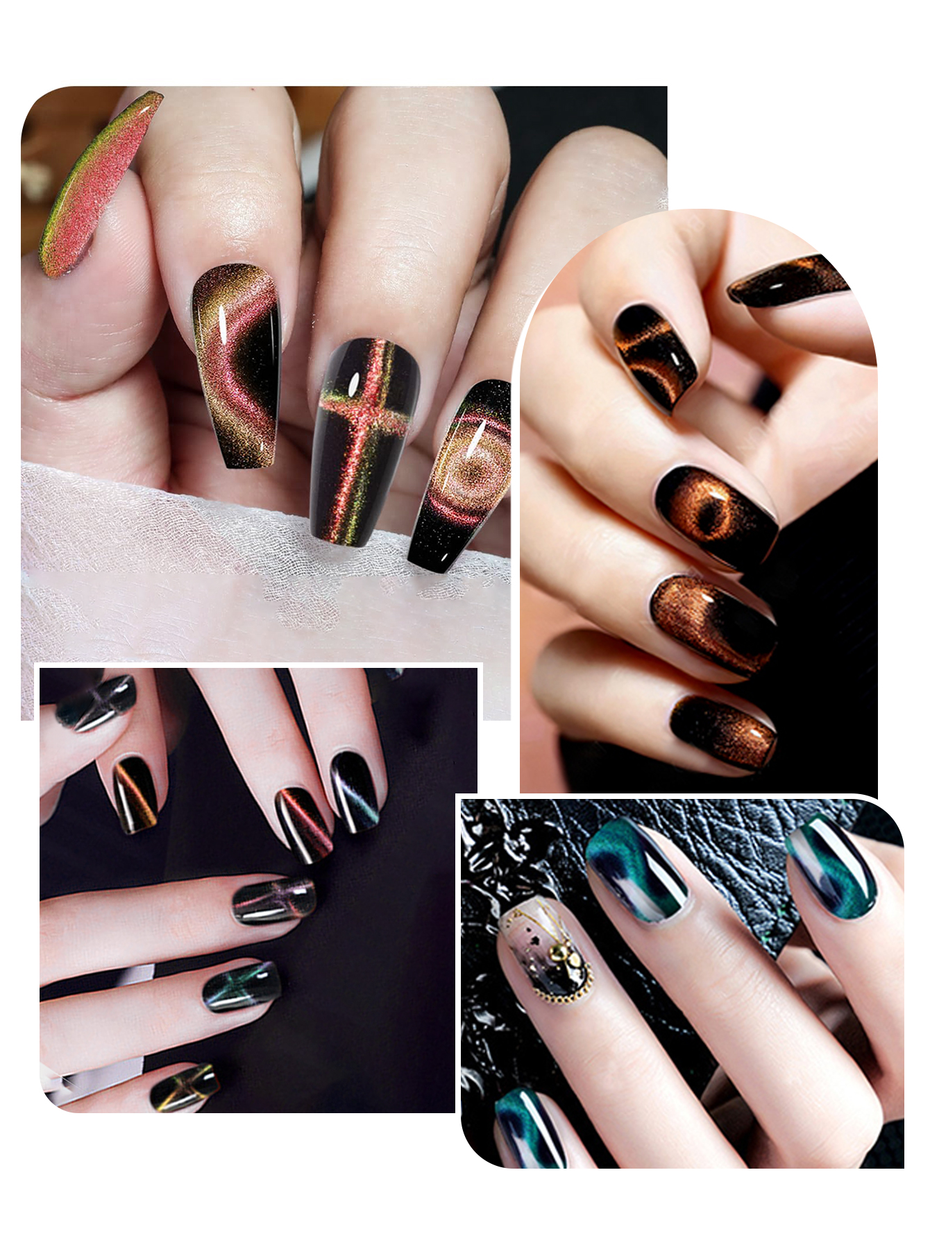 3 In 1 Nail Magnet, Cat Eye Ge - Nail Art Mahogany 리뷰 및 가격