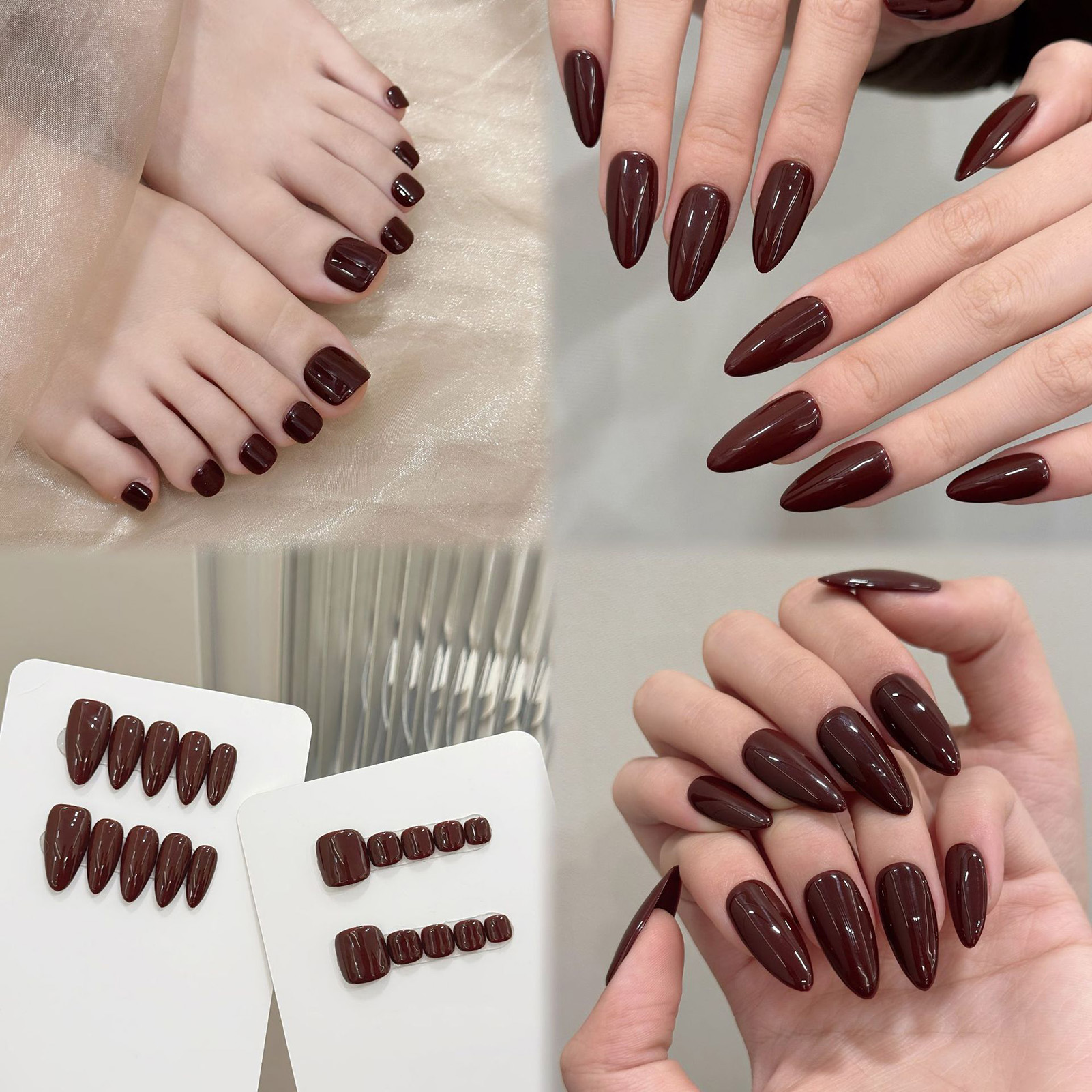 10pcs Handmade Solid Color Alm - Nail Art Emerald 리뷰 및 가격