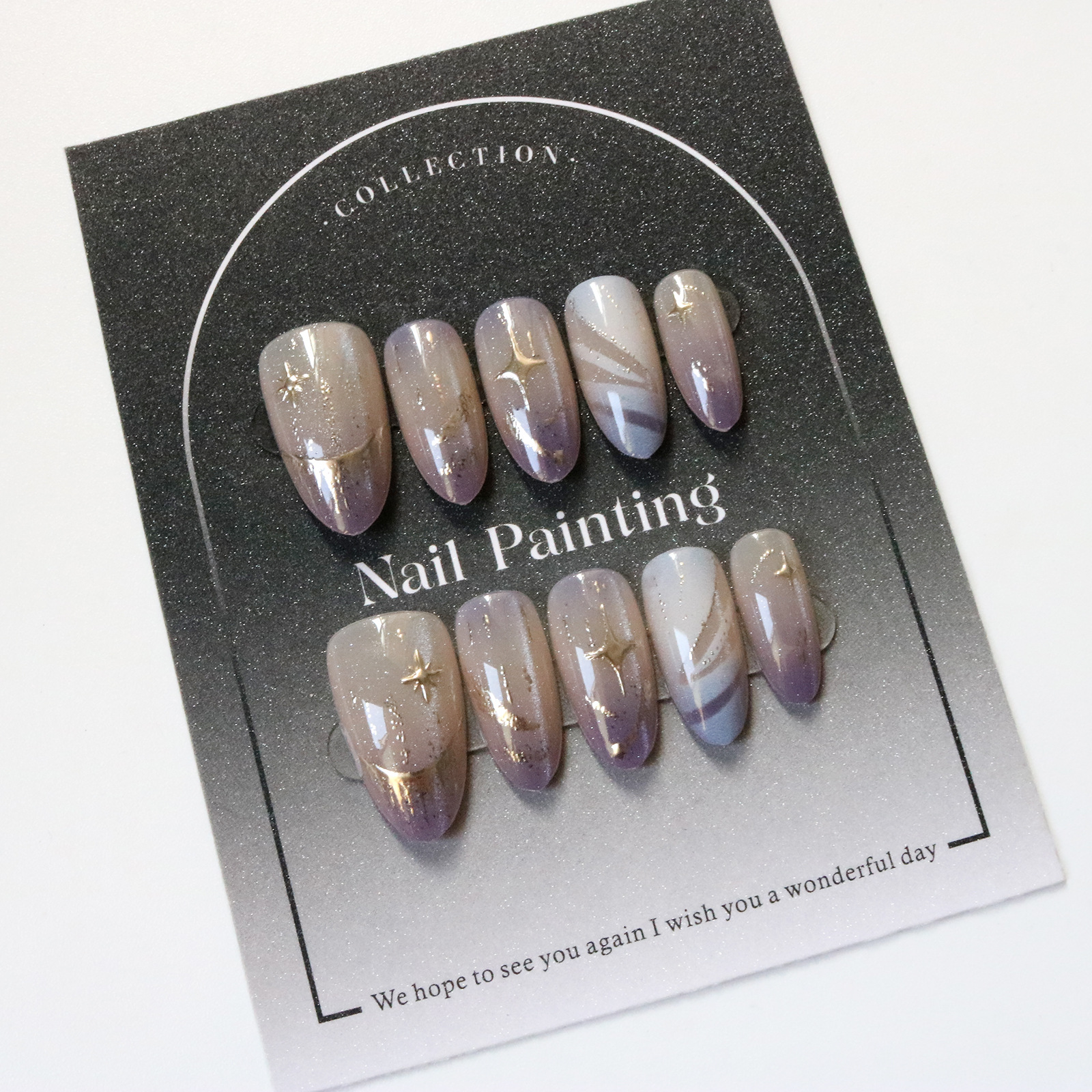 10pcs Cat Eye Purple False Nai - Nail Art Emerald 리뷰 및 가격