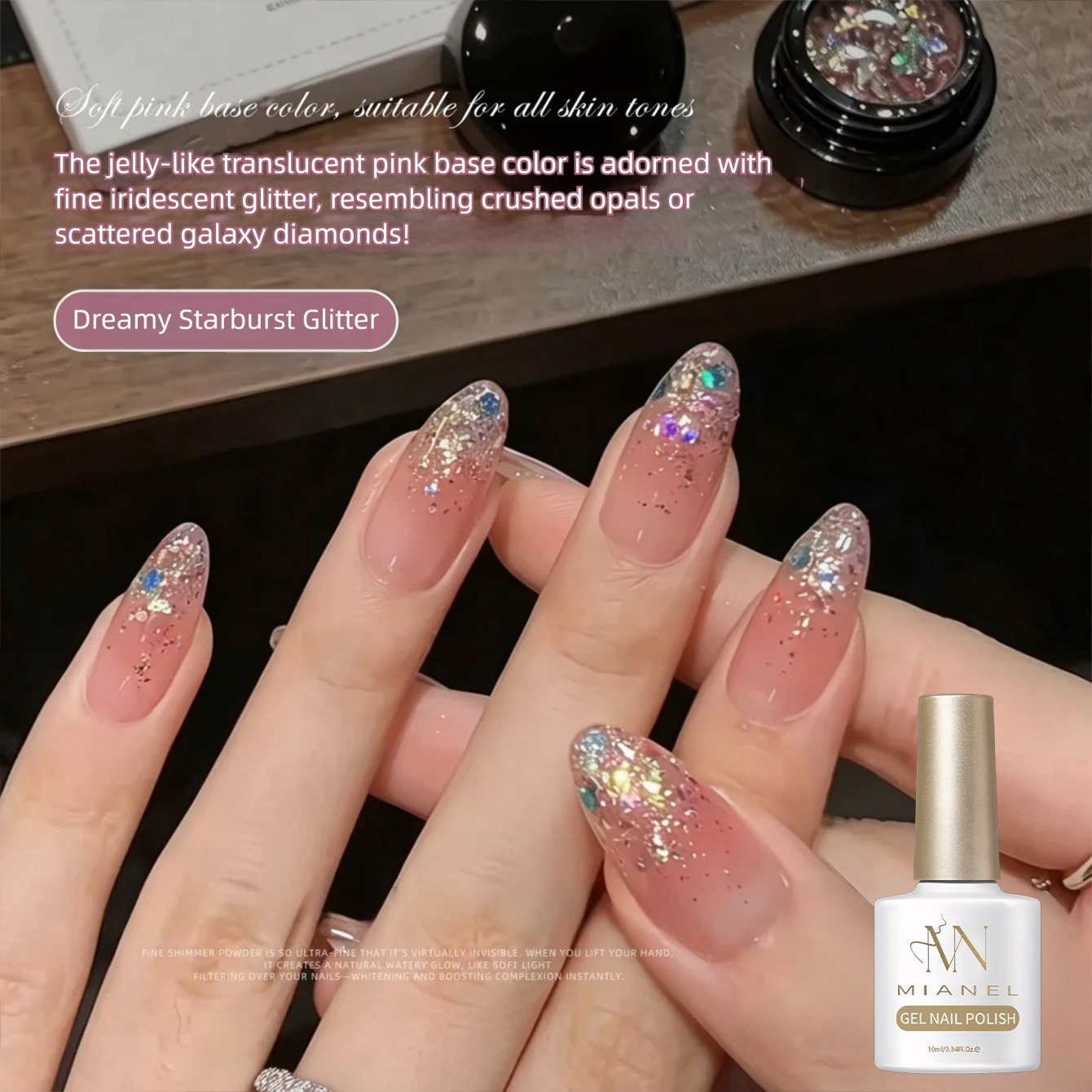 MIANEL Sheer Pink Starry Glitt - Nail Art Ombre Pink 리뷰 및 가격