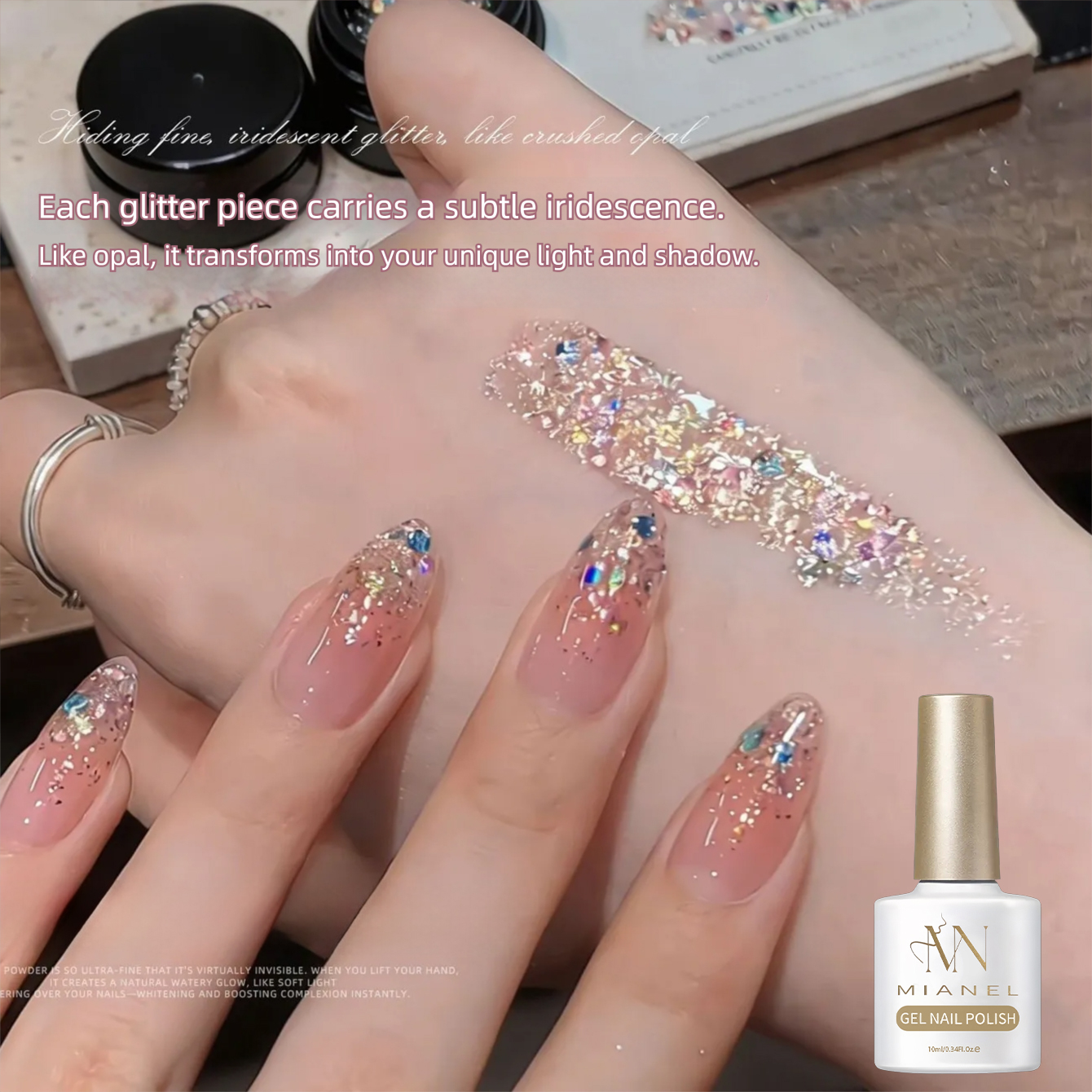 MIANEL Sheer Pink Starry Glitt - Nail Art Ombre Pink 리뷰 및 가격