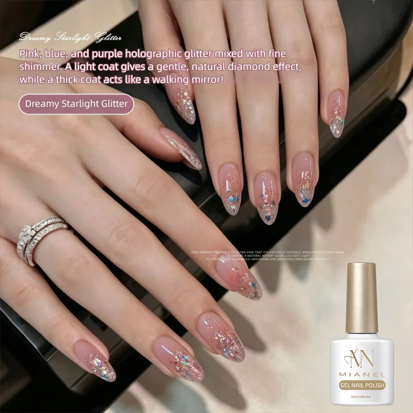 MIANEL Sheer Pink Starry Glitt - Nail Art Ombre Pink 리뷰 및 가격