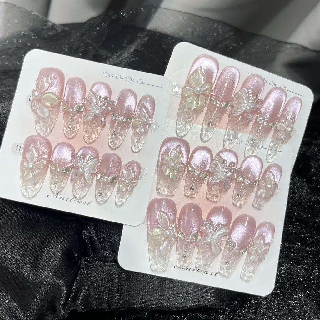 Spring 3D Bauhinia Flower Hand - Nail Art Cat Eye Pink 리뷰 및 가격