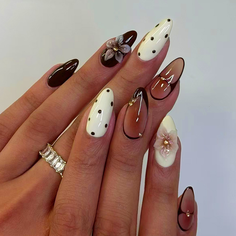 24pcs Finished Almond Press on - Nail Art Aesthetic 리뷰 및 가격