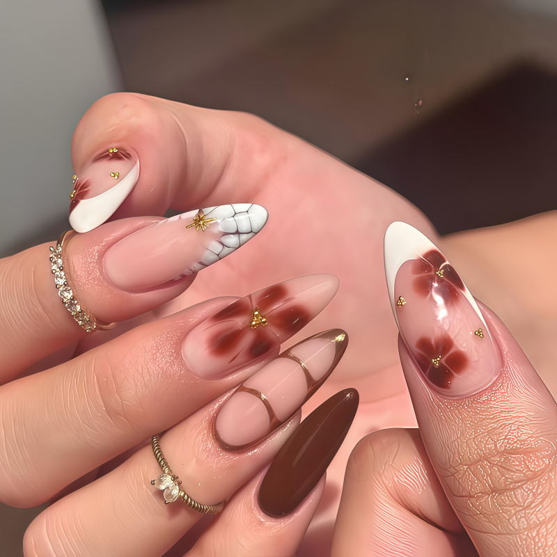24PCS Gilded 3D Flower Press o - Nail Art Design 리뷰 및 가격