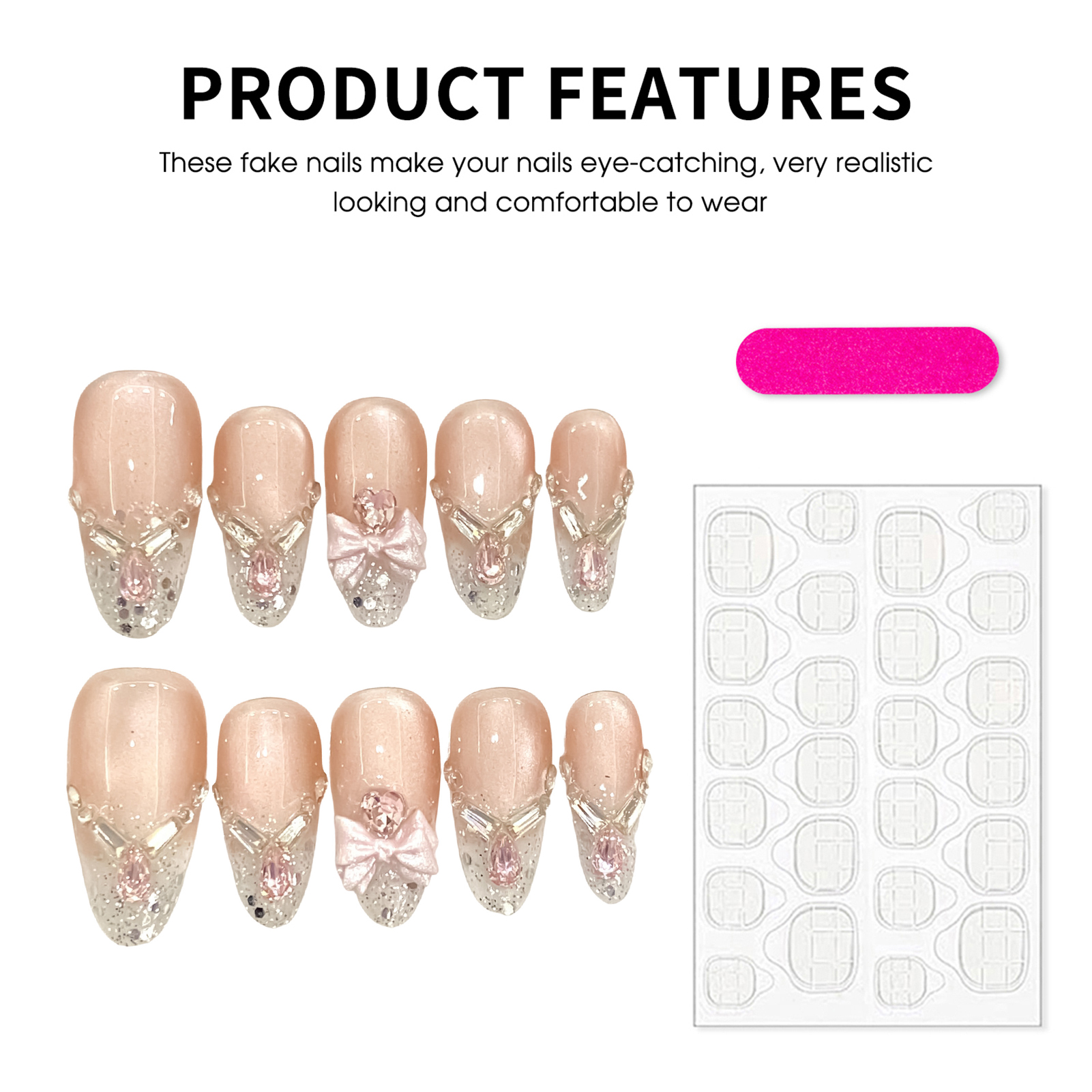 Handmade Cat Eyes False Nails  - Nail Art Cat Eye Pink 리뷰 및 가격