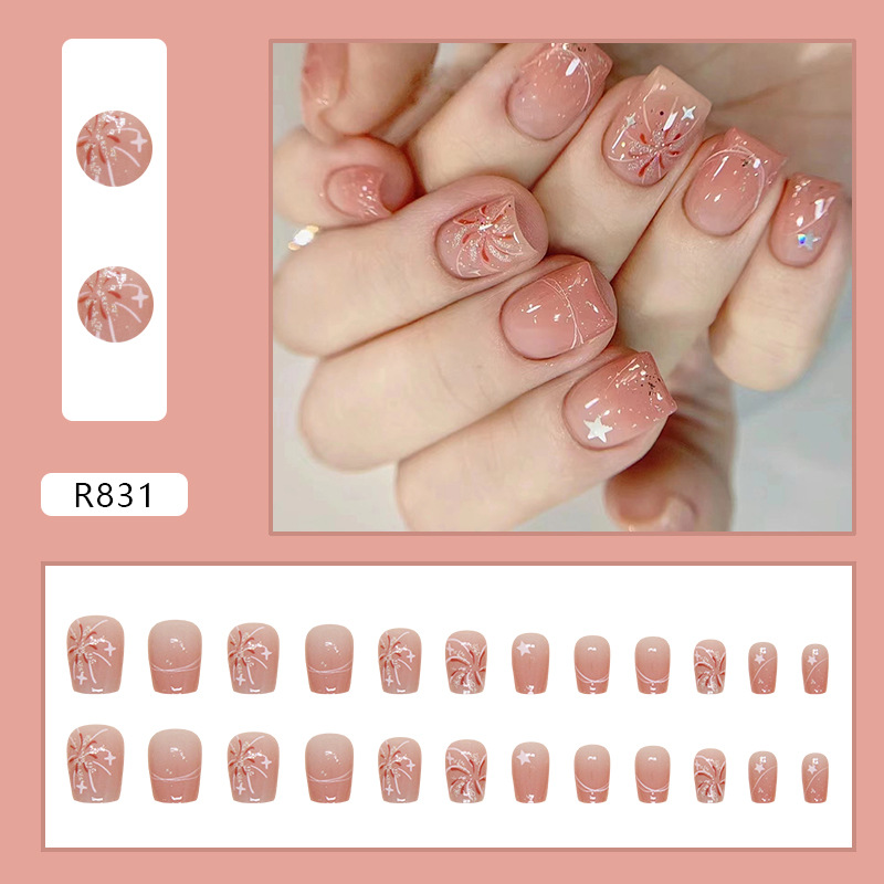 Short Pink Press on Nails Simp - Nail Art Ombre Pink 리뷰 및 가격