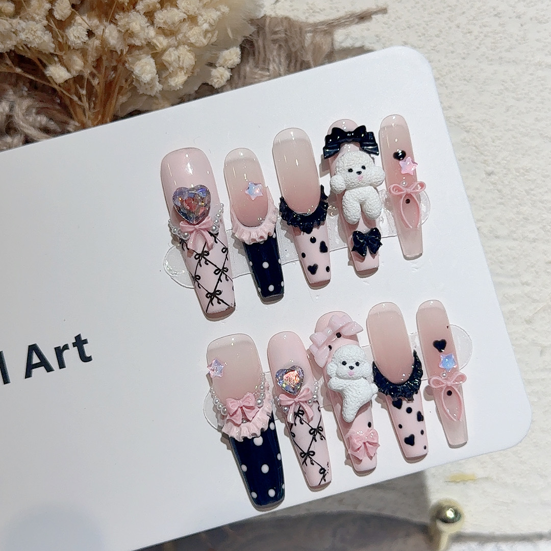 10PCS Black Lace Polka Dot Bal - Nail Art Emerald 리뷰 및 가격