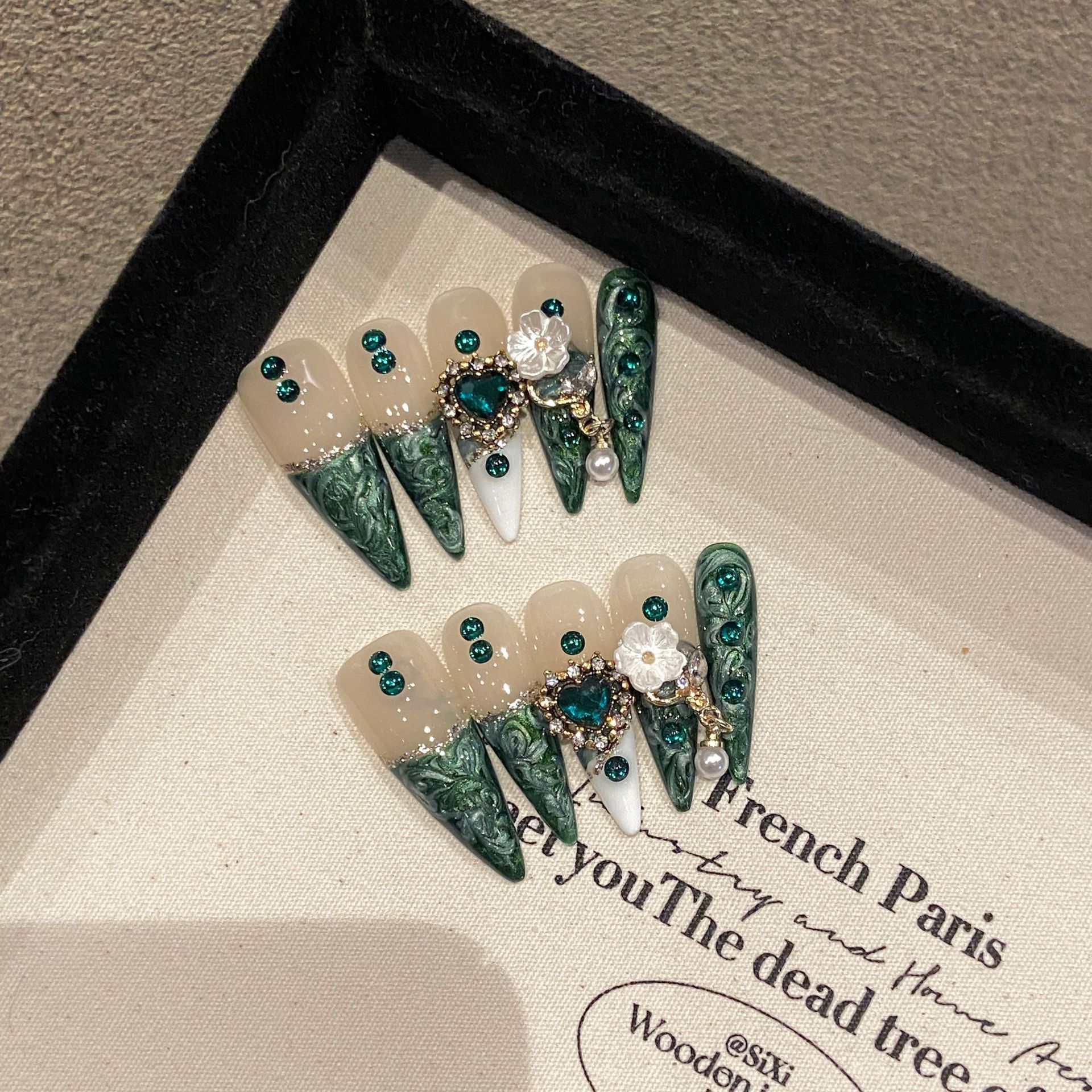 10Pcs Handmade Elegant French  - Nail Art Aesthetic 리뷰 및 가격