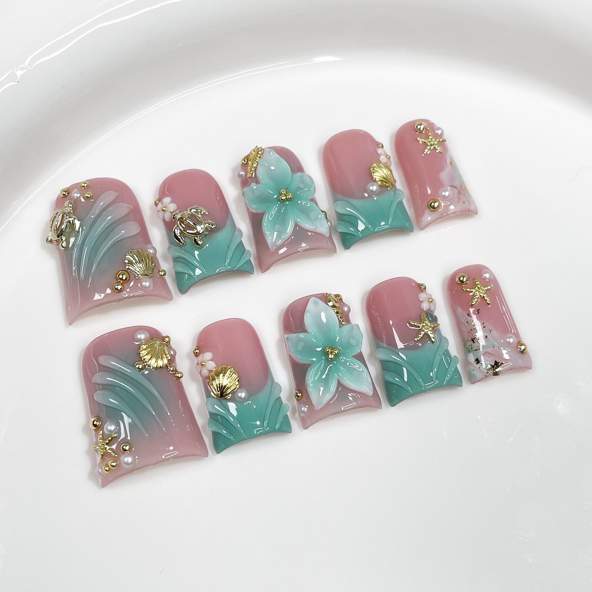 10pcs Ocean Style Fake Nails D - Nail Art Design 리뷰 및 가격